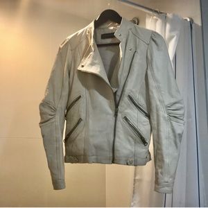 Zara cream Motorcycle Leather Jacket